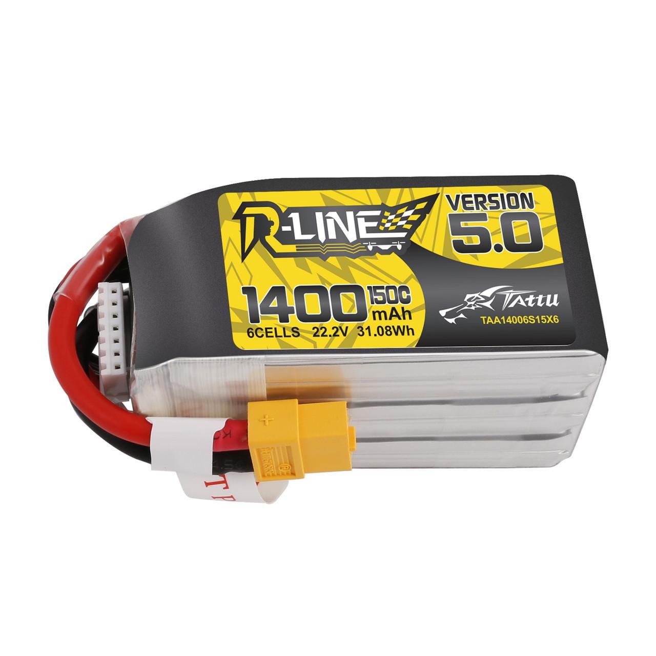 -1_1__07876 Tattu R-Line Version 5.0 1400mAh 6S 150C 22.2V Lipo Battery Pack with XT60 Plug - Image 1