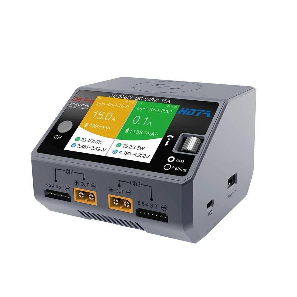 HOTA D6 Pro 325W 15A 1-6S Dual Channel AC/DC Smart Charger w/ Wireless Charging - Image 1