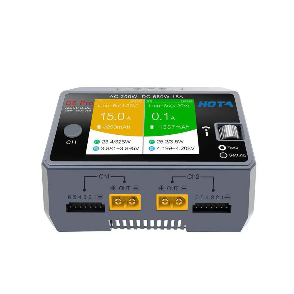 HOTA D6 Pro 325W 15A 1-6S Dual Channel AC/DC Smart Charger w/ Wireless Charging - Image 3