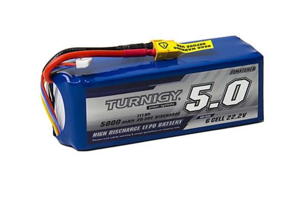 175545_9067000235-0 Turnigy 5000mAh 6S 20C Lipo Pack w/XT60 Connector - Image 1