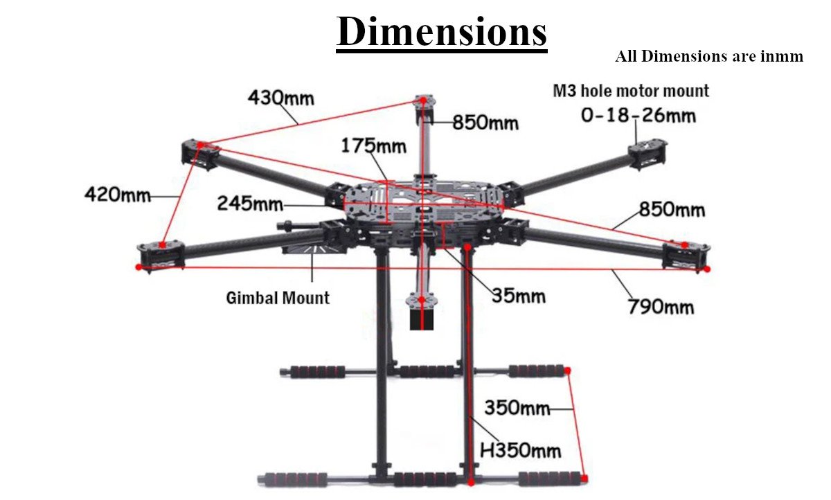ZD850 850mm Six-Axis Folding Hexacopter Frame - Integrated PCB Version DIY Kit - Image 8