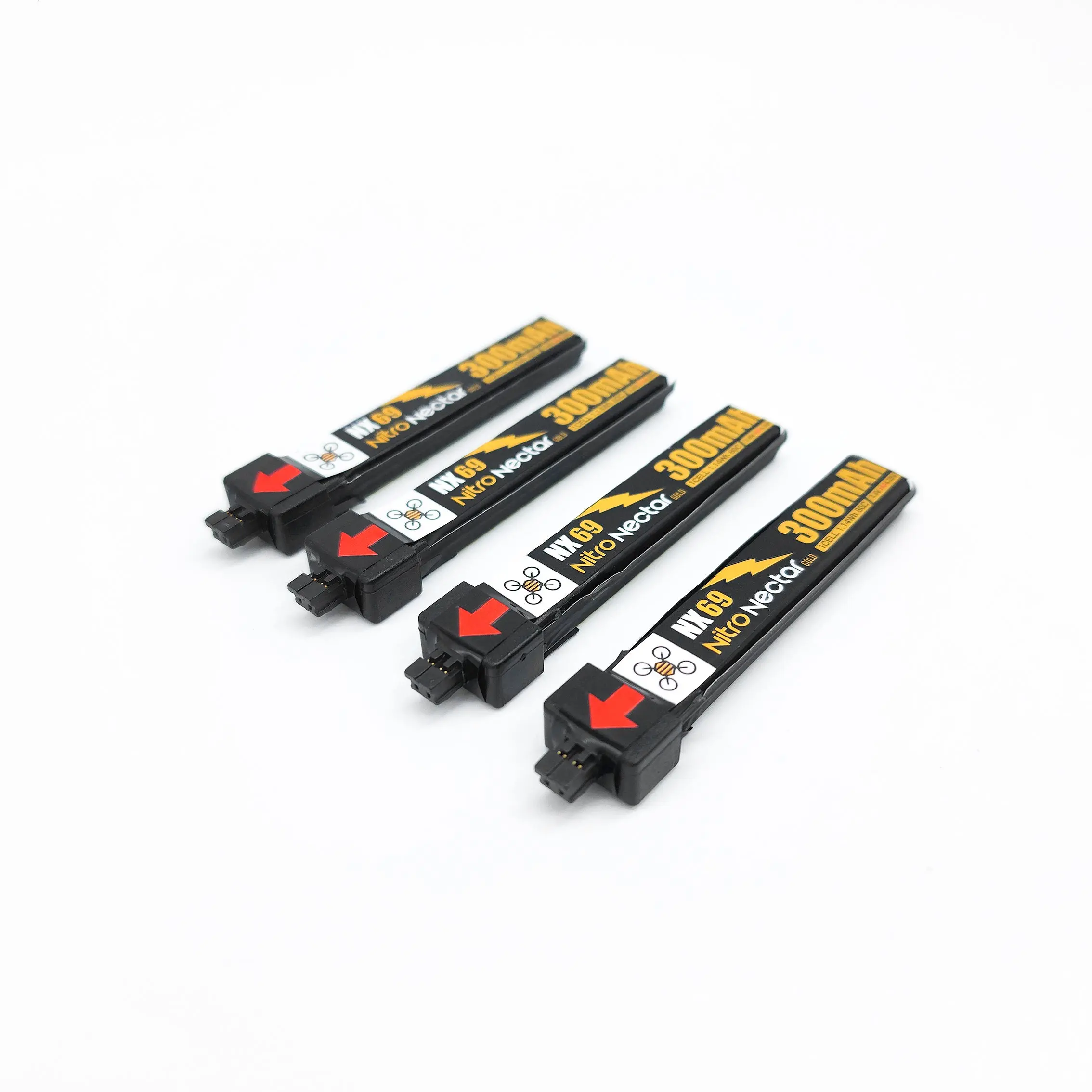 NewBeeDrone Nitro Nectar NX69 300mAh 1S 80C HV LiPo Battery 4xBatteries - Image 2